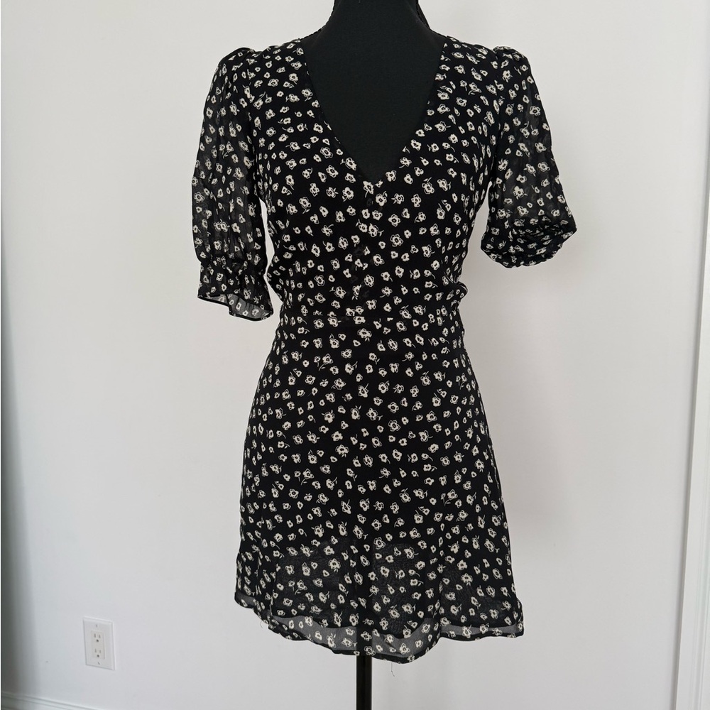 Reformation Black and White Floral Mini Dress